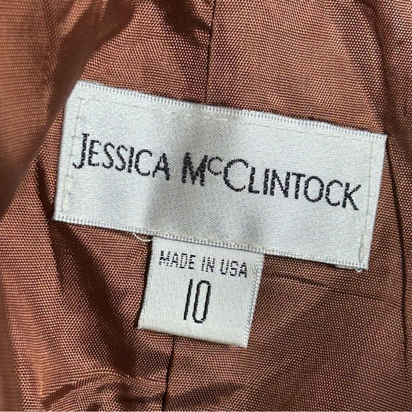 Vntg Jessica McClintock Strapless Formal Dress Size 10 Ruffle Metallic 3D Fairy - Picture 7 of 12